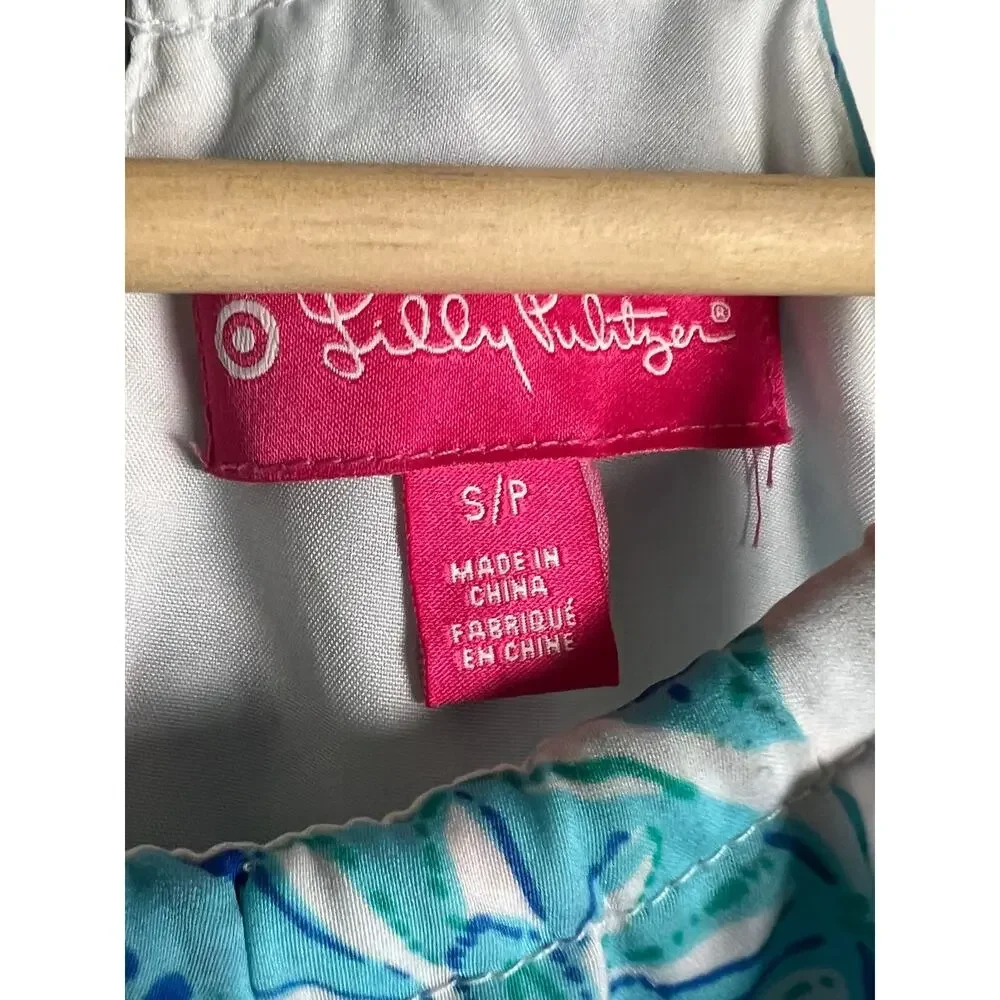 Lilly Pulitzer for Target Sea Urchin Blue Sand Dollar Pleated Halter Top Size S